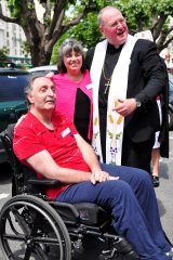 2011 Lourdes Pilgrimage - Archbishop Dolan with Malades (221/267)